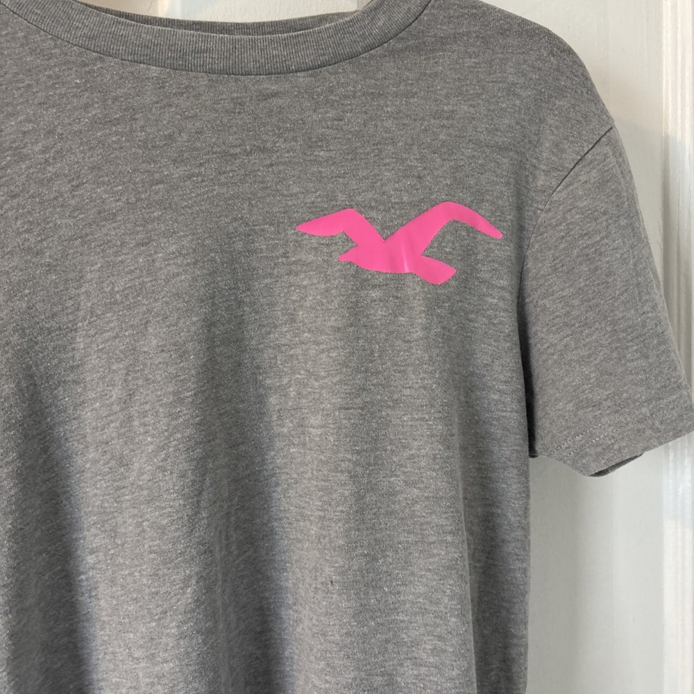 Hollister  Women's Grey T-Shirt, Y2K Style Size Small With Holster Symbol.‎
